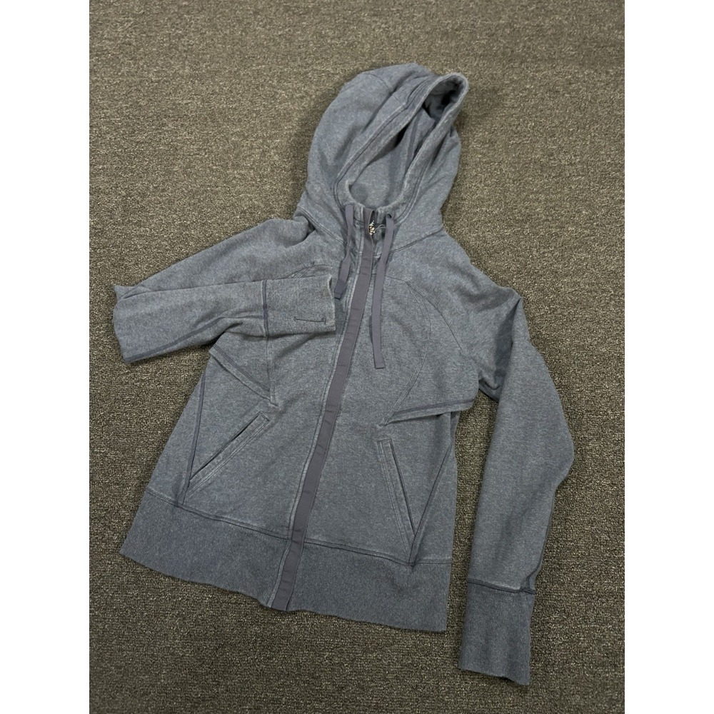 Lululemon Full Zip‎ Scuba Hoodie Women's 10 Blue Nylon Stretch Athleisure Jacket